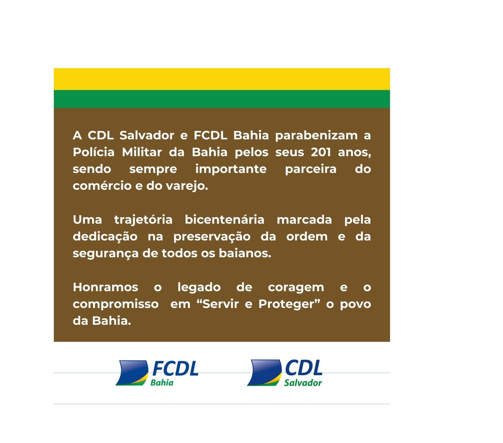 Imagem A CDL Salvador e FCDL Bahia parabenizam a Policia Militar da Bahia pelos 201 anos